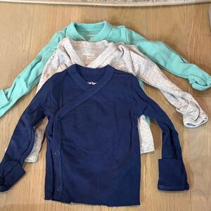 Carter's Long Sleeve Shirt Trio - Navy, Gray, Aqua, Light Blue